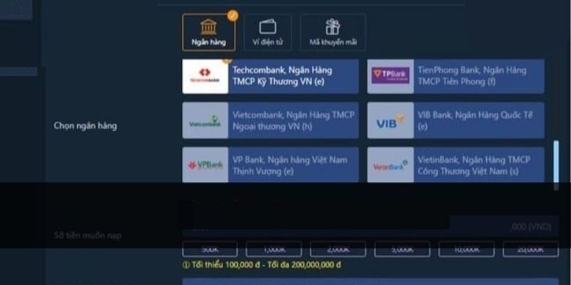 Nạp tiền vào CF789 bằng hình thức chuyển khoản ngân hàng
